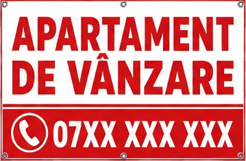 Banner „APARTAMENT DE VANZARE” personalizat – 100 × 70 cm