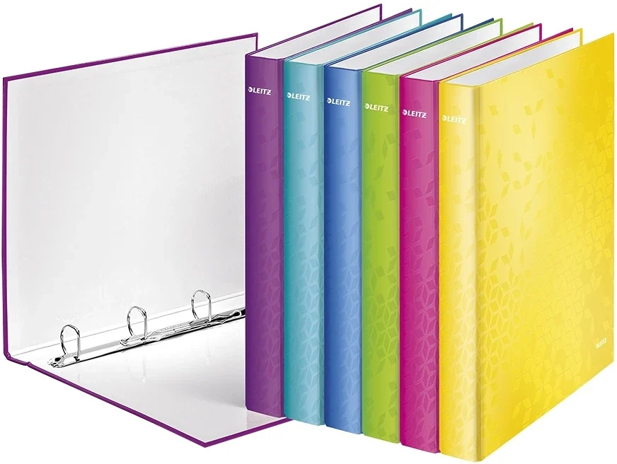 Caiet mecanic WOW, carton laminat, partial reciclat, certificare FSC, A4, mecanism 4DR, inel 25 mm, Leitz