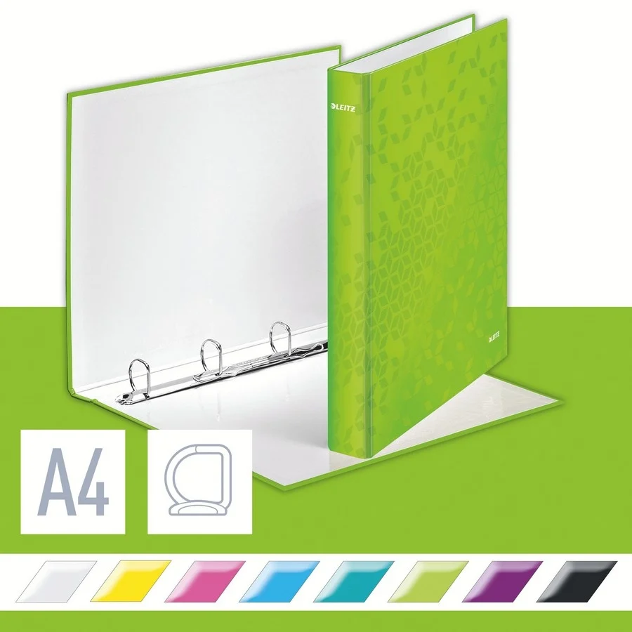 Caiet mecanic WOW, carton laminat, partial reciclat, certificare FSC, A4, mecanism 4DR, inel 25 mm, Leitz – imaginea 2