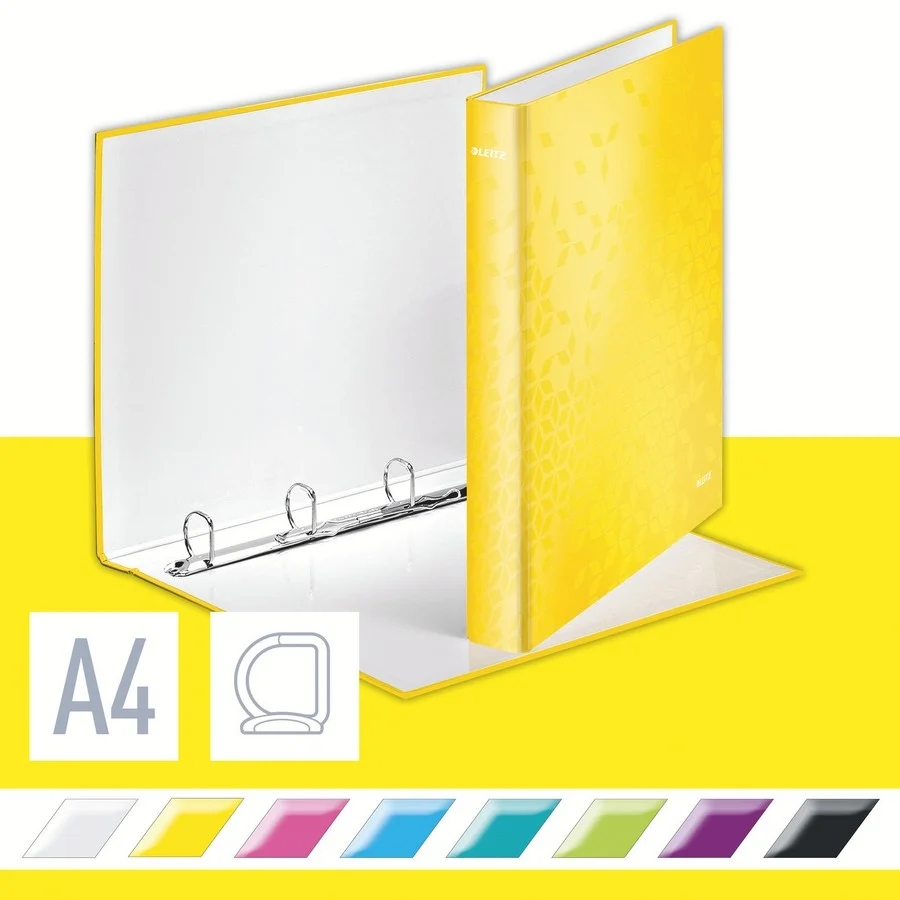 Caiet mecanic WOW, carton laminat, partial reciclat, certificare FSC, A4, mecanism 4DR, inel 25 mm, Leitz – imaginea 5