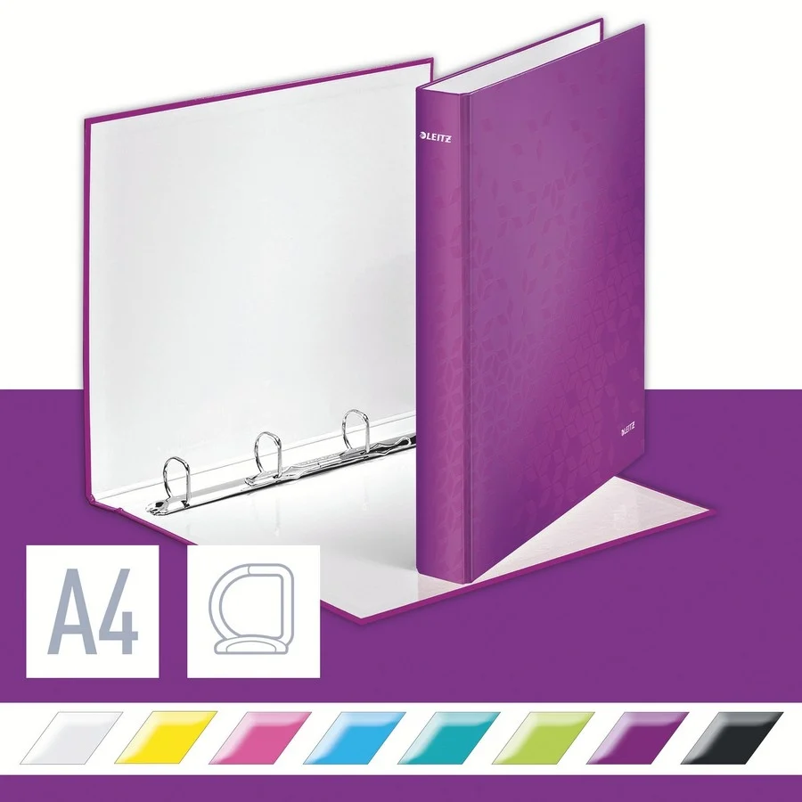 Caiet mecanic WOW, carton laminat, partial reciclat, certificare FSC, A4, mecanism 4DR, inel 25 mm, Leitz – imaginea 6