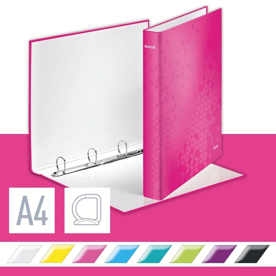 Caiet mecanic WOW, carton laminat, partial reciclat, certificare FSC, A4, mecanism 4DR, inel 25 mm, Leitz – imaginea 7
