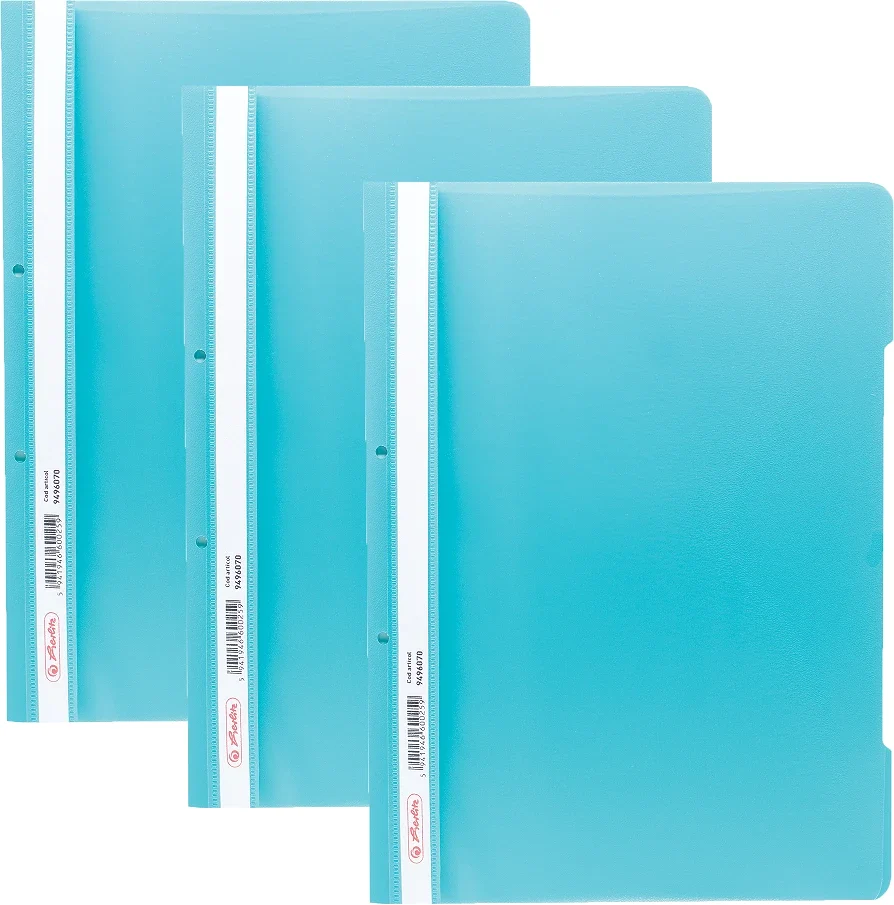 Dosar sina A4 PP, perforat turquoise, Herlitz, 50 buc/set