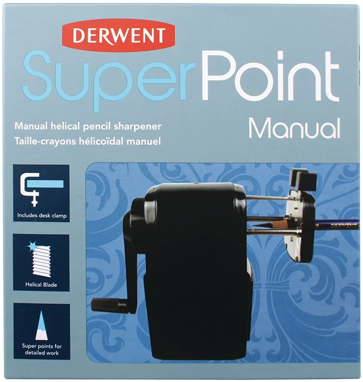 Ascutitoare creioane, manuala, pentru creioane pana la 8mm, clema de prindere de birou si rezervor, negru Derwent Professional – imaginea 3