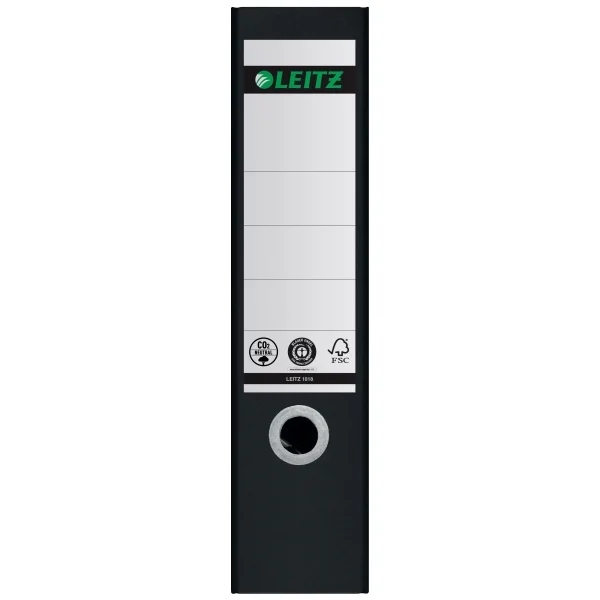 Biblioraft Leitz 180° Recycle, carton, partial reciclat, certificare FSC, reciclabil, A4, 80 mm, negru – imaginea 8
