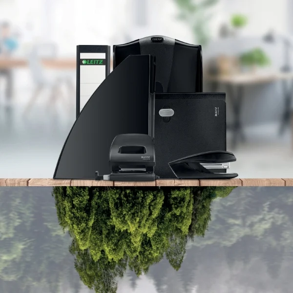 Biblioraft Leitz 180° Recycle, carton, partial reciclat, certificare FSC, reciclabil, A4, 80 mm, negru – imaginea 9