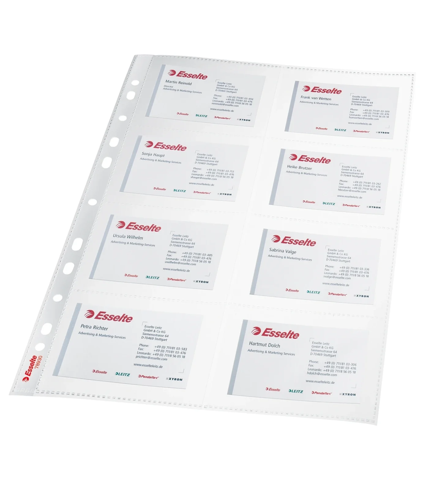 Folii de protectie, A4, pentru carti de vizita, cristal, 105 microni, 10 buc/set, Esselte