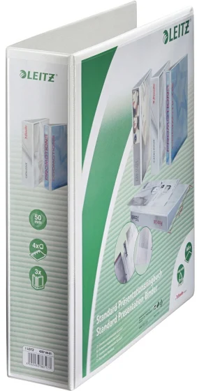 Caiet mecanic Panorama, PP/PP, partial reciclat, certificare FSC, A4 MAXI, mecanism 4DR, inel 50 mm, alb , Leitz – imaginea 2