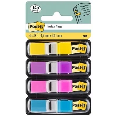 Index autoadeziv mini Post-It® 4 culori neon 35 buc/culoare, 140 buc/set 3M