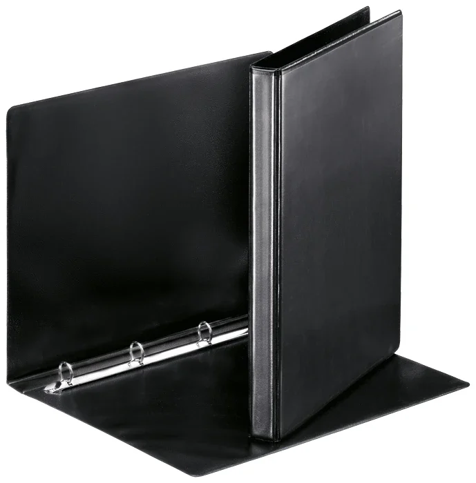 Caiet mecanic Panorama, PP/PP, partial reciclat, certificare FSC, A4, mecanism 4RR, inel 16 mm, negru, Esselte