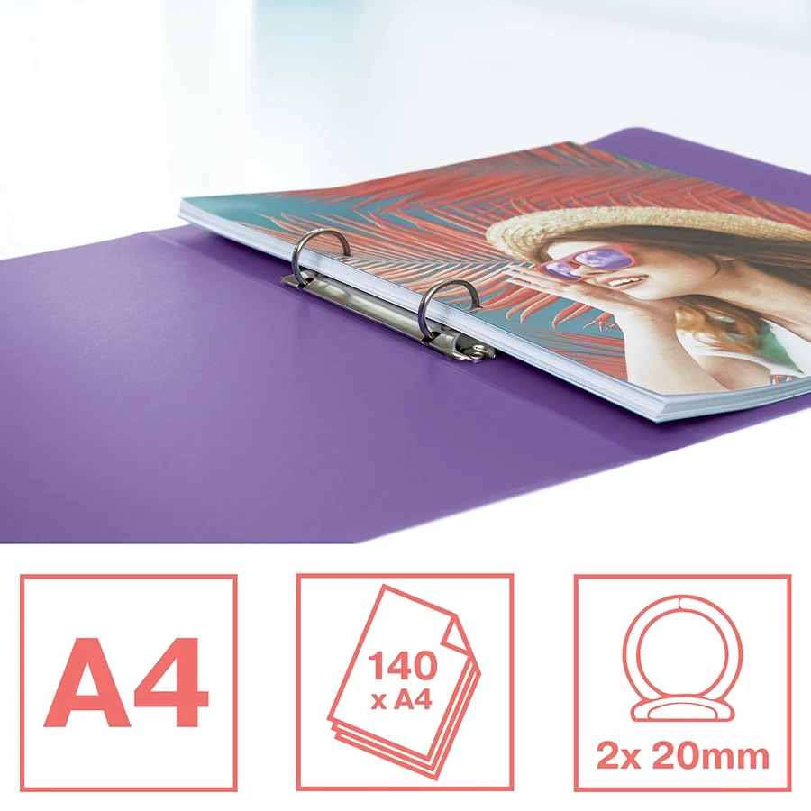 Caiet mecanic Colour Breeze, PP, A4, coperta moale, mecanism 2RR, inel 25 mm Esselte – imaginea 2