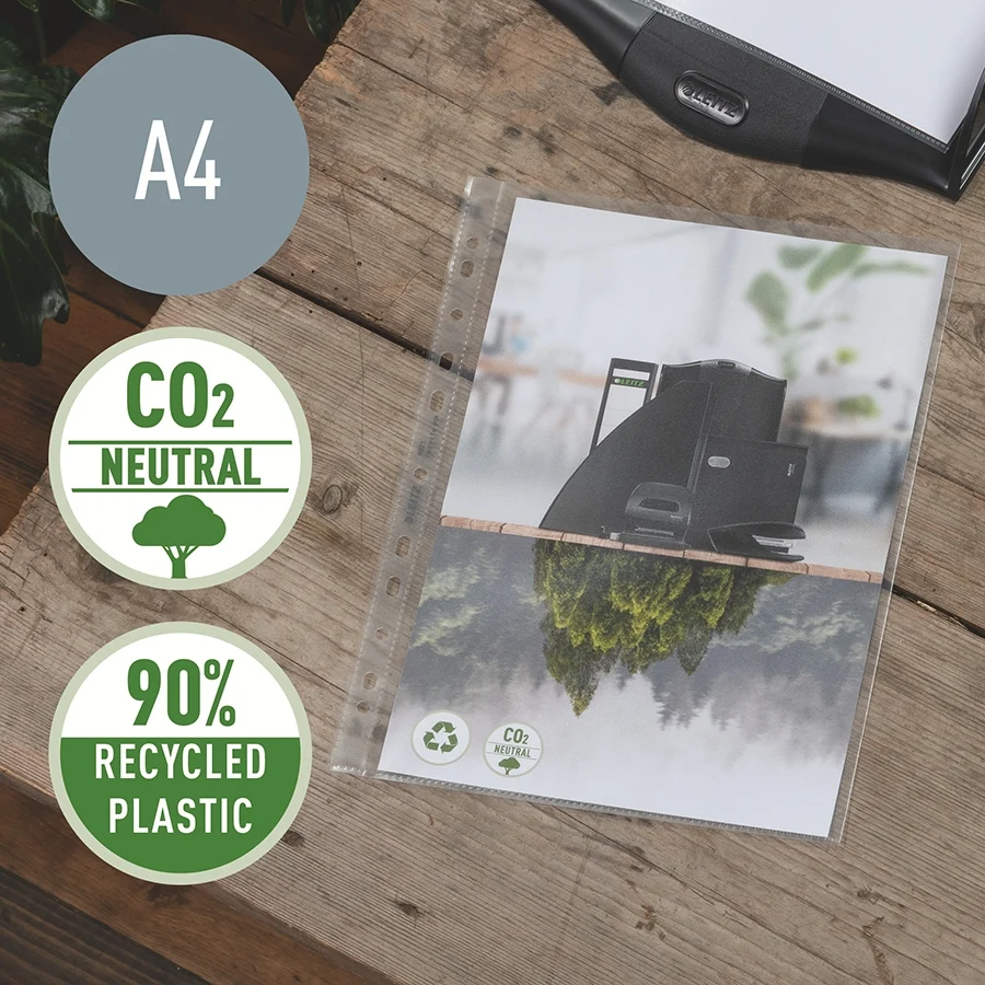 Folie de protectie Leitz Recycle, PP, 90% reciclat, reciclabil, A4 Maxi, 100 mic, 25 buc/ set, standard – imaginea 2