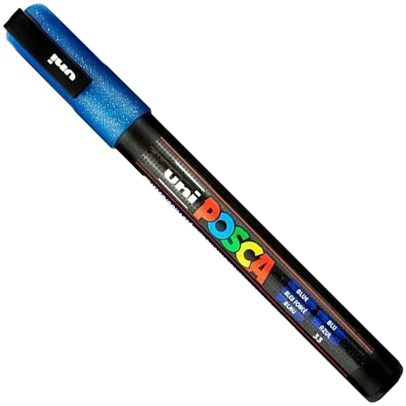 Marker pensula cu vopsea PC-3ML Posca, varf 0.9 - 1.3 mm, cu sclipici, Uni-Ball – imaginea 2