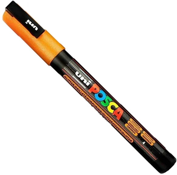 Marker pensula cu vopsea PC-3ML Posca, varf 0.9 - 1.3 mm, cu sclipici, Uni-Ball – imaginea 4