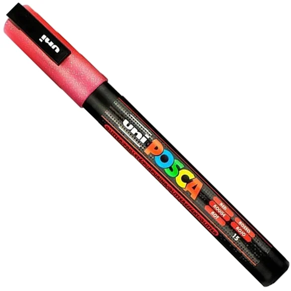 Marker pensula cu vopsea PC-3ML Posca, varf 0.9 - 1.3 mm, cu sclipici, Uni-Ball – imaginea 7
