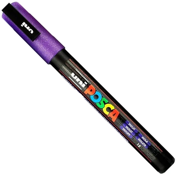 Marker pensula cu vopsea PC-3ML Posca, varf 0.9 - 1.3 mm, cu sclipici, Uni-Ball – imaginea 9