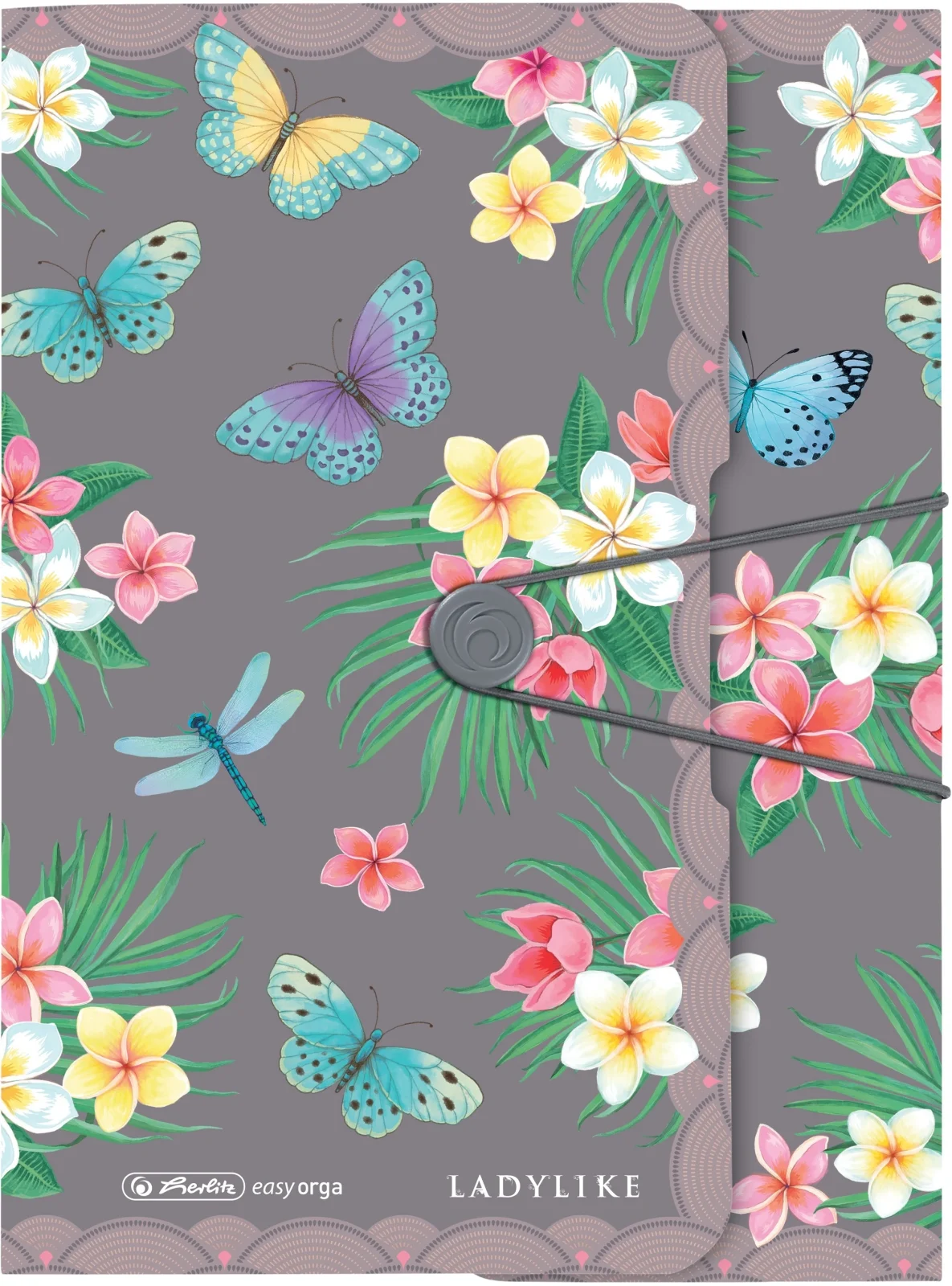 Dosar mapa Herlitz, A4 PP, inchidere cu elastic, motiv Ladylike Butterfly to go