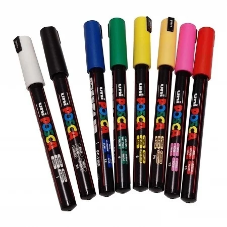 Marker cu vopsea Posca PC-1MR, varf 0.7 mm, 8 culori/set – imaginea 2