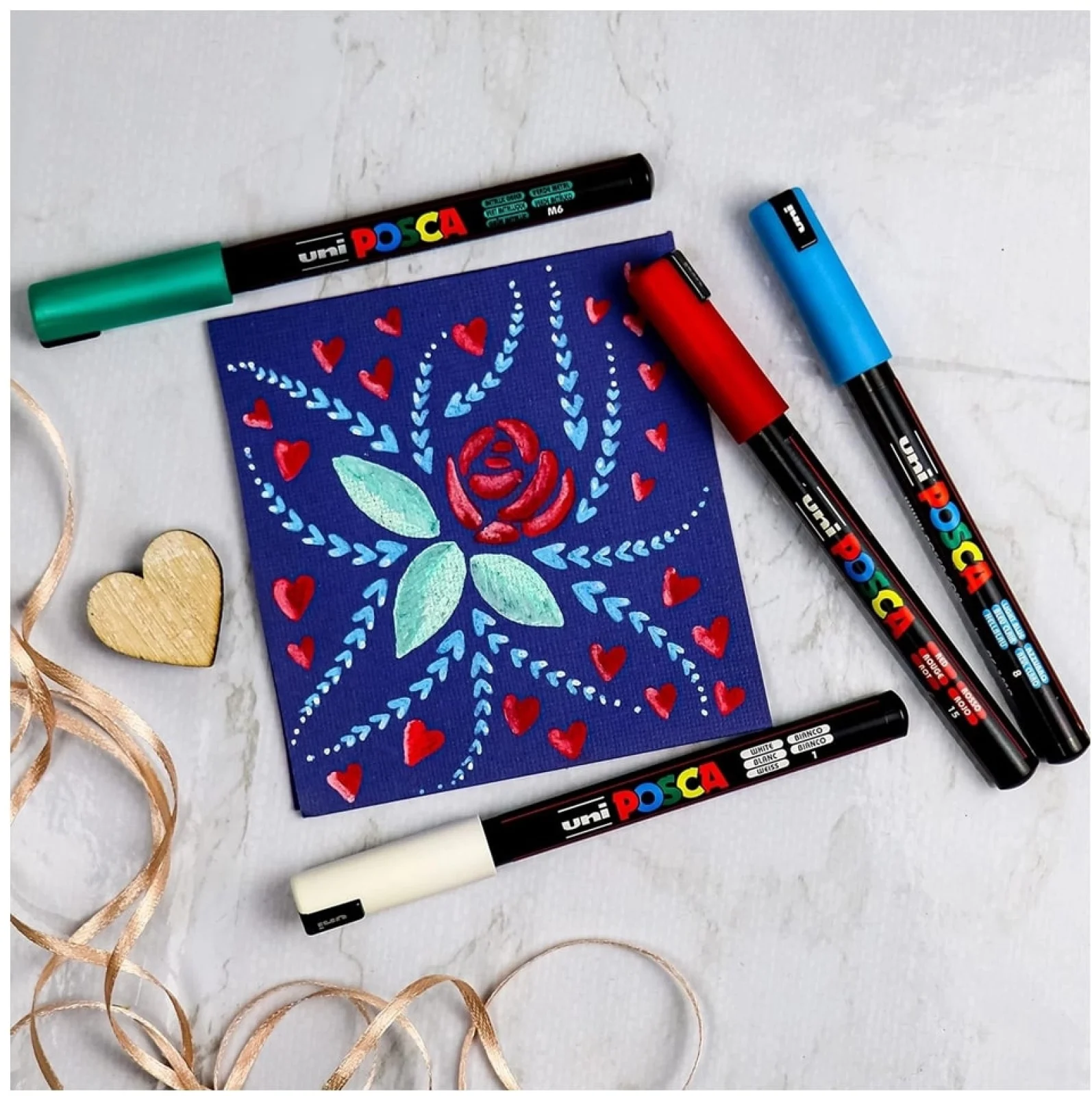 Marker cu vopsea Posca PC-1MR, varf 0.7 mm, 8 culori/set – imaginea 3