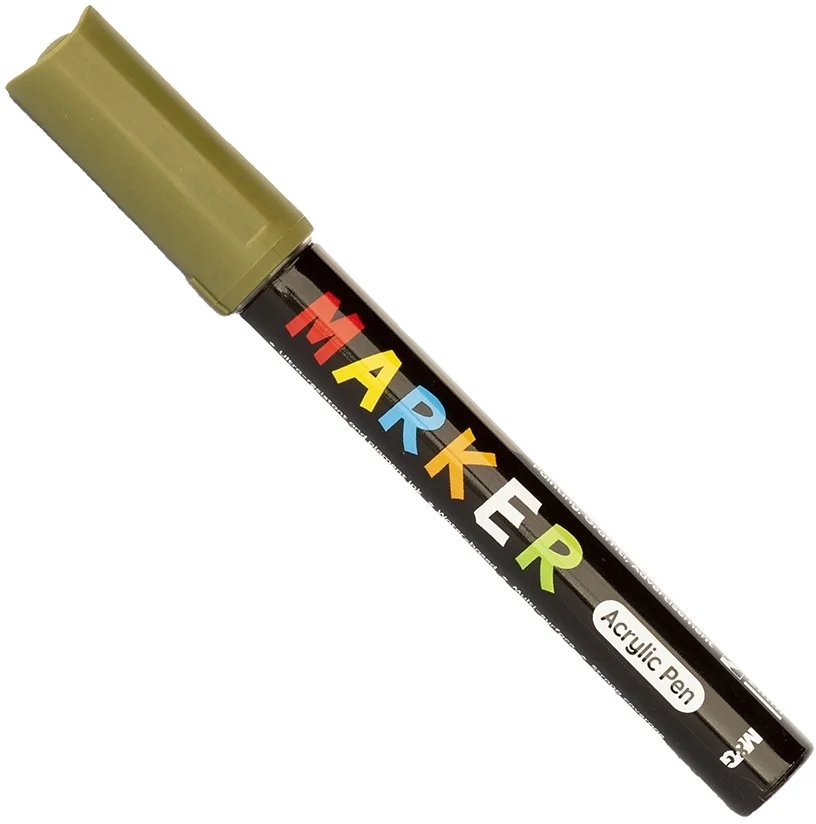 Marker cu vopsea acrilica, varf rotund, 2mm, verde masliniu, M&G
