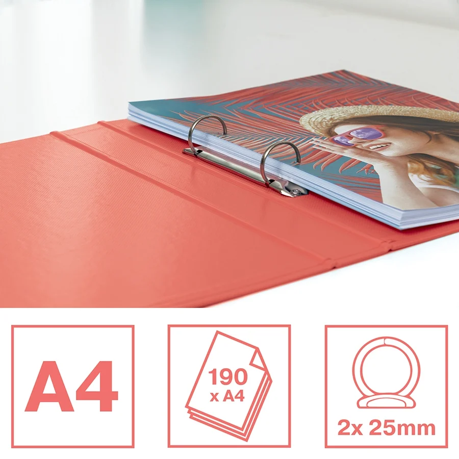 Caiet mecanic Colour'Breeze, PP/PP, partial reciclat, certificare FSC, A4, mecanism 2R, inel 25 mm, Esselte – imaginea 2
