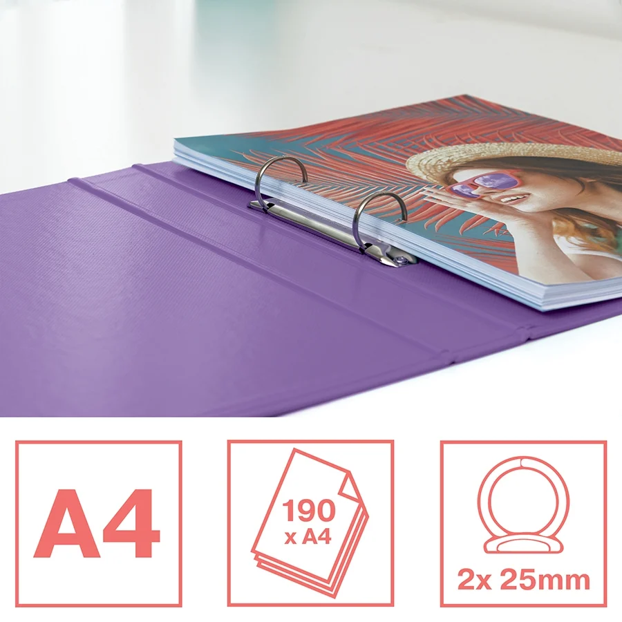 Caiet mecanic Colour'Breeze, PP/PP, partial reciclat, certificare FSC, A4, mecanism 2R, inel 25 mm, Esselte – imaginea 3