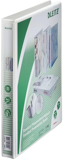 Caiet mecanic Panorama, PP/PP, partial reciclat, certificare FSC, A4 MAXI, mecanism 4DR, inel 20 mm, alb, Leitz – imaginea 2