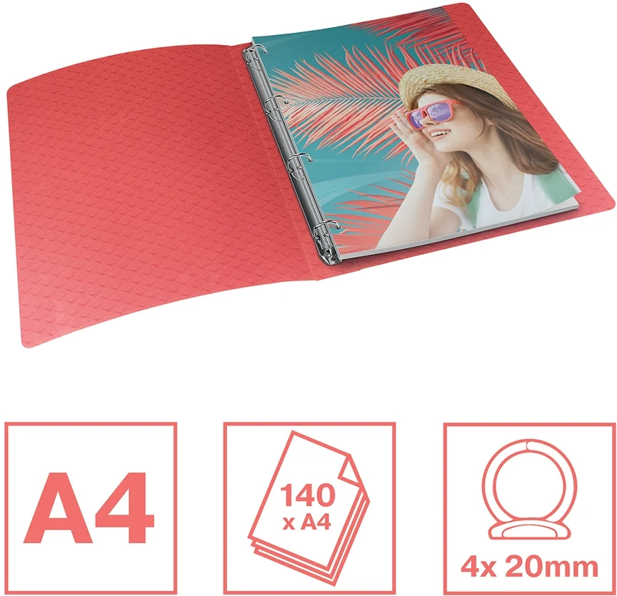 Caiet mecanic Colour Breeze, PP, A4, coperta moale, mecanism 4RR, inel 25 mm Esselte – imaginea 3