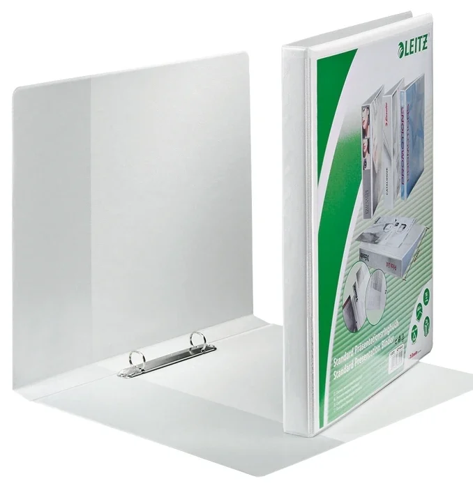 Caiet mecanic Panorama, PP/PP, partial reciclat, certificare FSC, A4 MAXI, mecanism 2RR, inel 16 mm, alb, Leitz