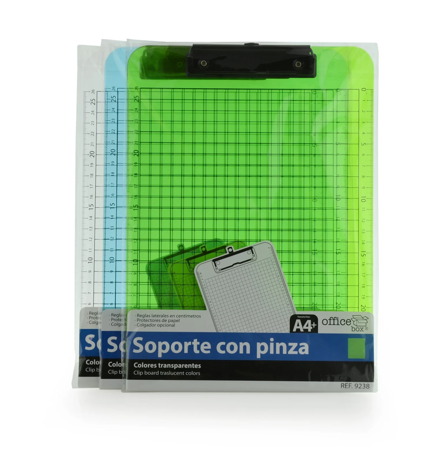Clipboard standard Office box, A4, transparent PP, culori asortate