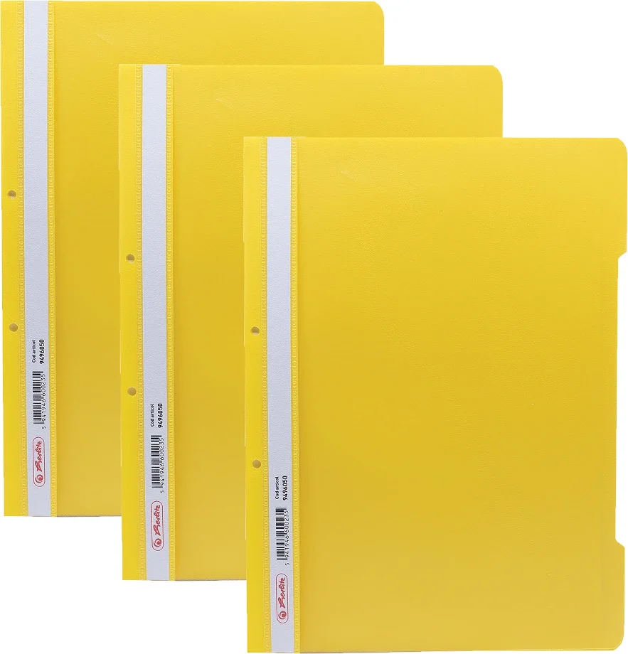 Dosar sina A4 PP, perforat galben, Herlitz, 50 buc/set