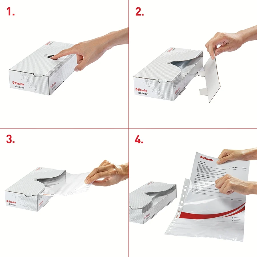 Dispenser folii de protectie, A4, cristal, 55 microni, 40 buc, Esselte – imaginea 2