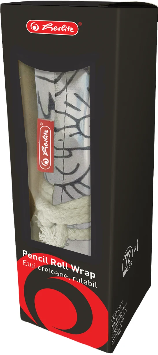 Husa Roll Wrap, pentru creioane, 72 pozitii, culoare alb/negru, Herlitz – imaginea 2