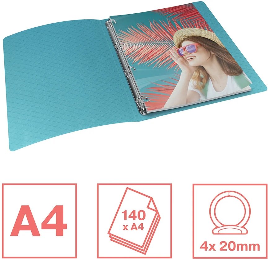 Caiet mecanic Colour Breeze, PP, A4, coperta moale, mecanism 4RR, inel 25 mm Esselte – imaginea 2