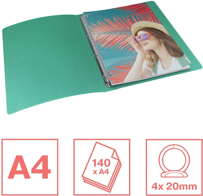 Caiet mecanic Colour Breeze, PP, A4, coperta moale, mecanism 4RR, inel 25 mm Esselte – imaginea 3