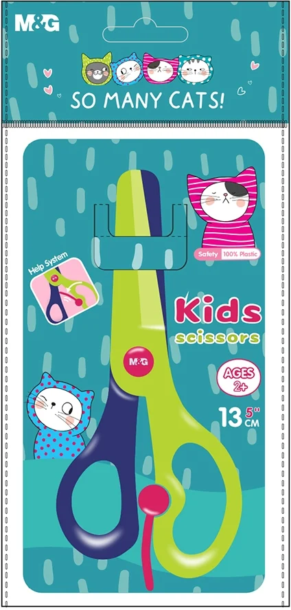Foarfeca So many cats, lame 13cm din plastic, diverse combinatii de culori, ambalaj din OPP M&G – imaginea 2