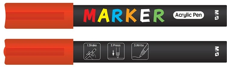 Set marker cu vopsea acrilica, varf rotund, 2 mm, 5 culori/set, M&G – imaginea 2