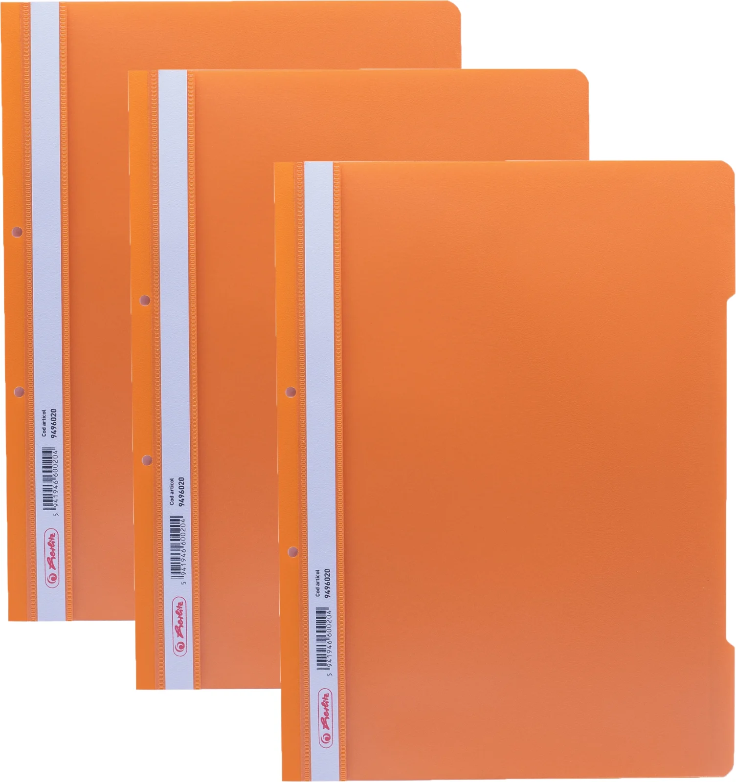 Dosar sina A4 PP, perforat portocaliu, Herlitz, 50 buc/set