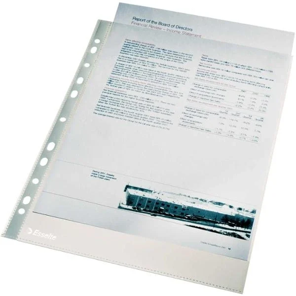 Folii de protectie, A4, cristal, 40 microni, 100 buc/set, Esselte