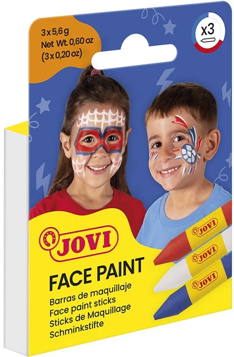 Machiaj facial JOVI, 3 buc/set, 5,6 g, alb, rosu si albastru
