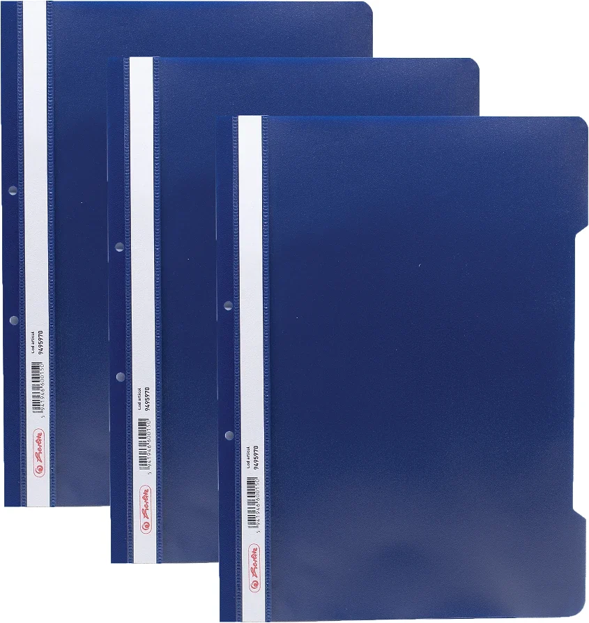 Dosar sina A4 PP, perforat bleumarin, Herlitz, 50 buc/set