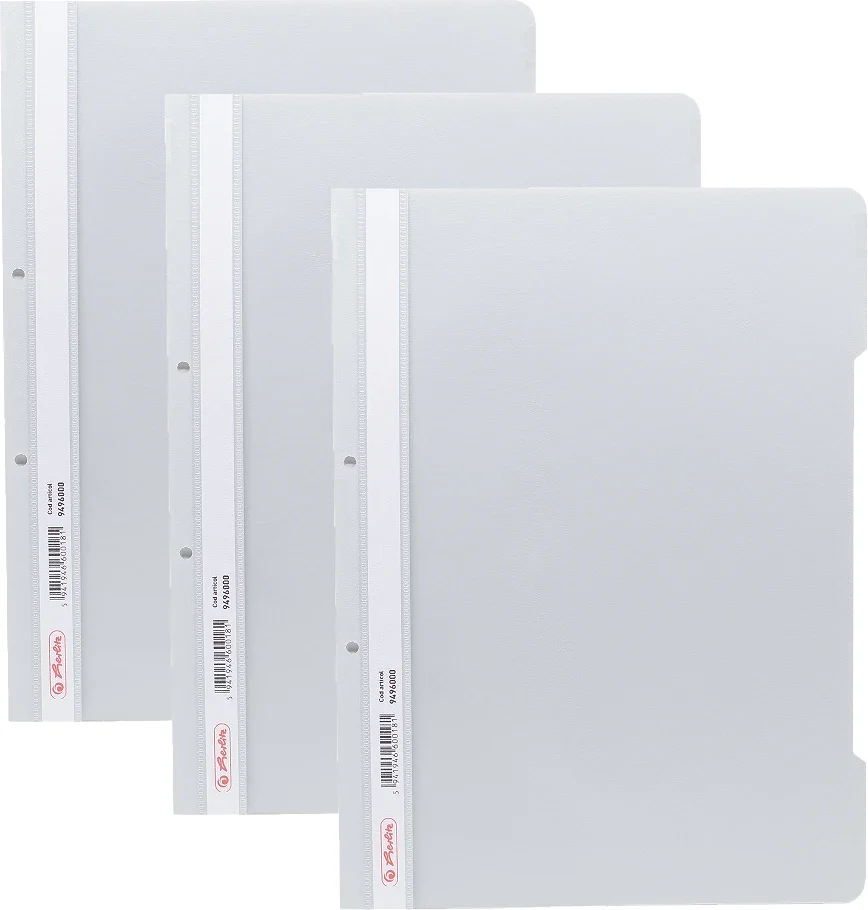 Dosar sina A4 PP, perforat gri, Herlitz, 50 buc/set