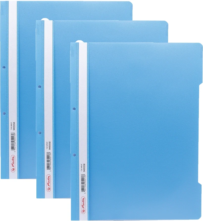 Dosar sina A4 PP, perforat azuriu, Herlitz, 50 buc/set
