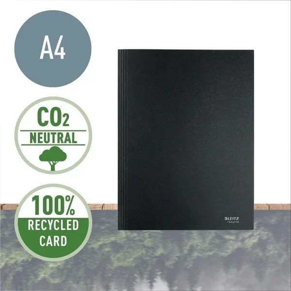 Dosar tip plic Leitz Recycle, carton, 100% reciclat, certificare Blue Angel, reciclabil, A4, 250 coli, negru