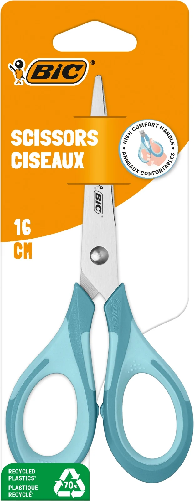 Foarfeca BIC, 16 cm, blister, diverse culori