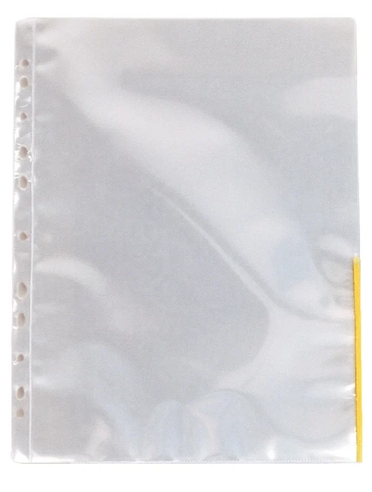 Folii de protectie, A4, cristal, 105 microni, 100 buc/set, cu margine verde, Esselte – imaginea 3