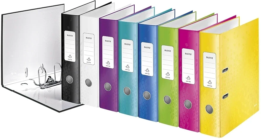 Biblioraft 180° WOW, carton laminat, partial reciclat, certificare FSC, A4, 80 mm, Leitz