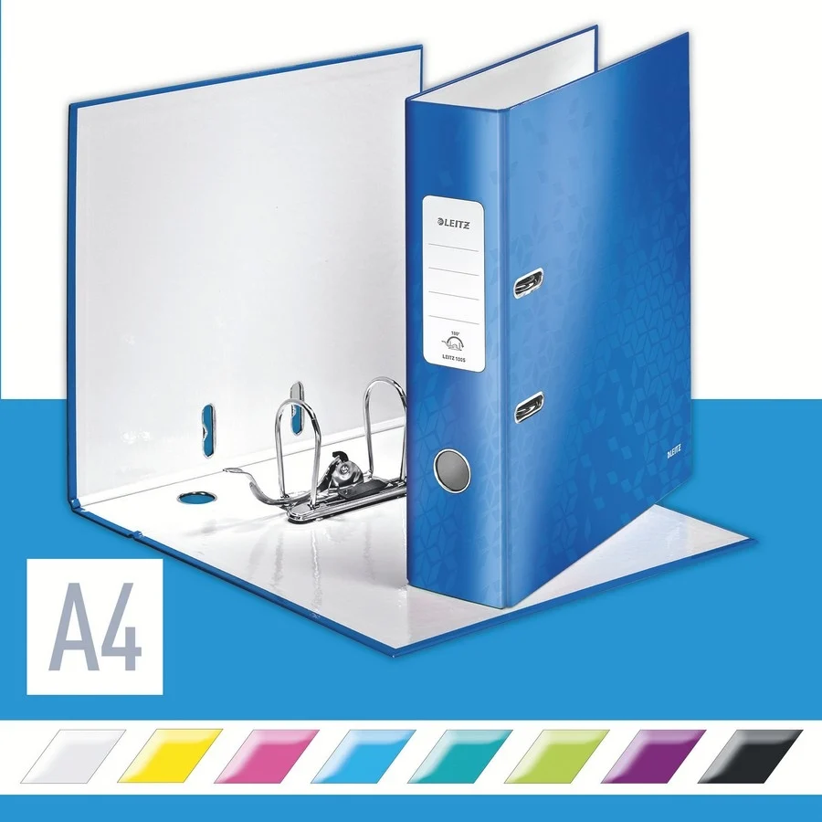 Biblioraft 180° WOW, carton laminat, partial reciclat, certificare FSC, A4, 80 mm, Leitz – imaginea 2