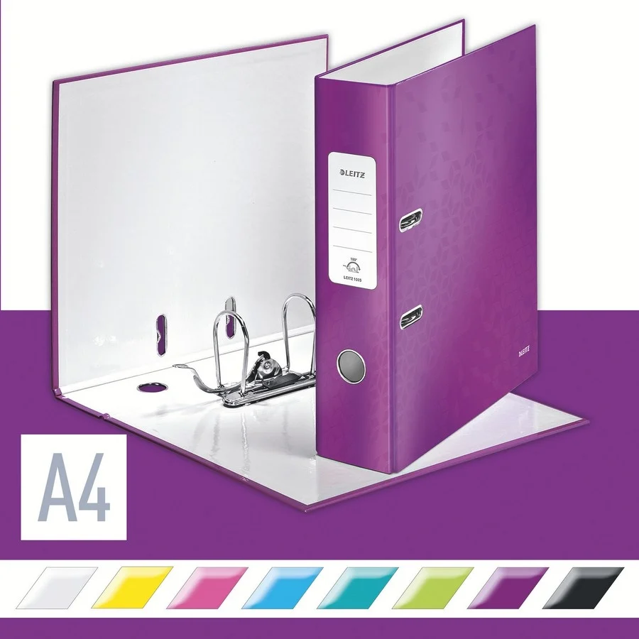 Biblioraft 180° WOW, carton laminat, partial reciclat, certificare FSC, A4, 80 mm, Leitz – imaginea 7