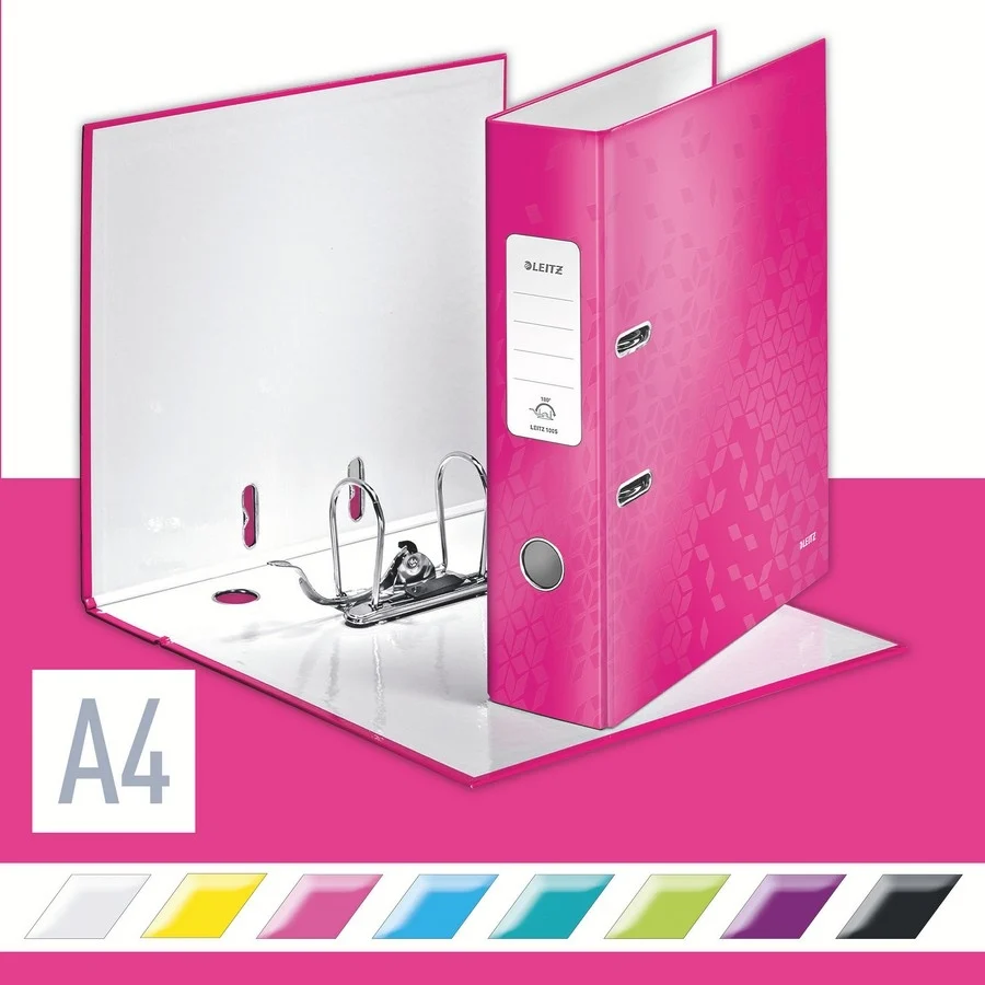 Biblioraft 180° WOW, carton laminat, partial reciclat, certificare FSC, A4, 80 mm, Leitz – imaginea 9